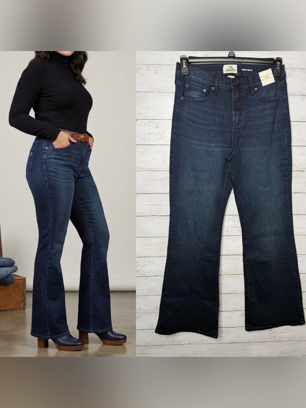 Jordache High Rise Flare Jeans Dark Wash Size 6 NWT